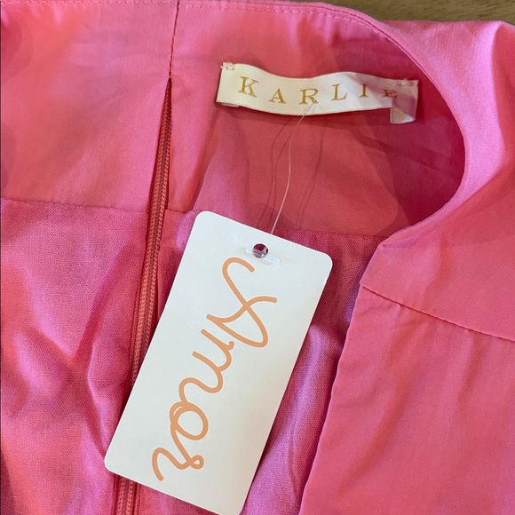 Karlie Solid Poplin Cut-Out Knot Maxi Dress Bubble Gum Pink Large NWT Pockets! - Picture 8 of 10